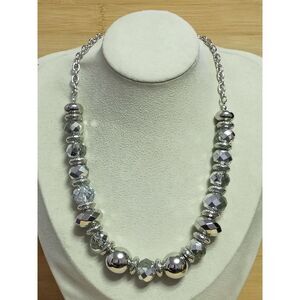 Vintage Multi Media Necklace with Crystal, Metal and Resin Beads Shines Brightly